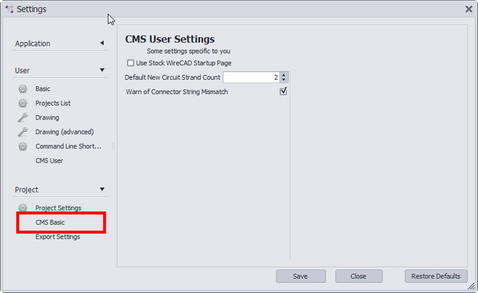 cms user settings